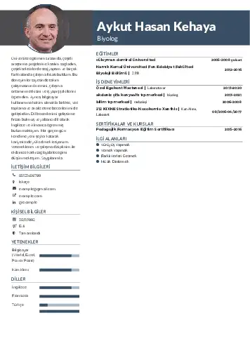 Biyolog CV Örnekleri cv indir